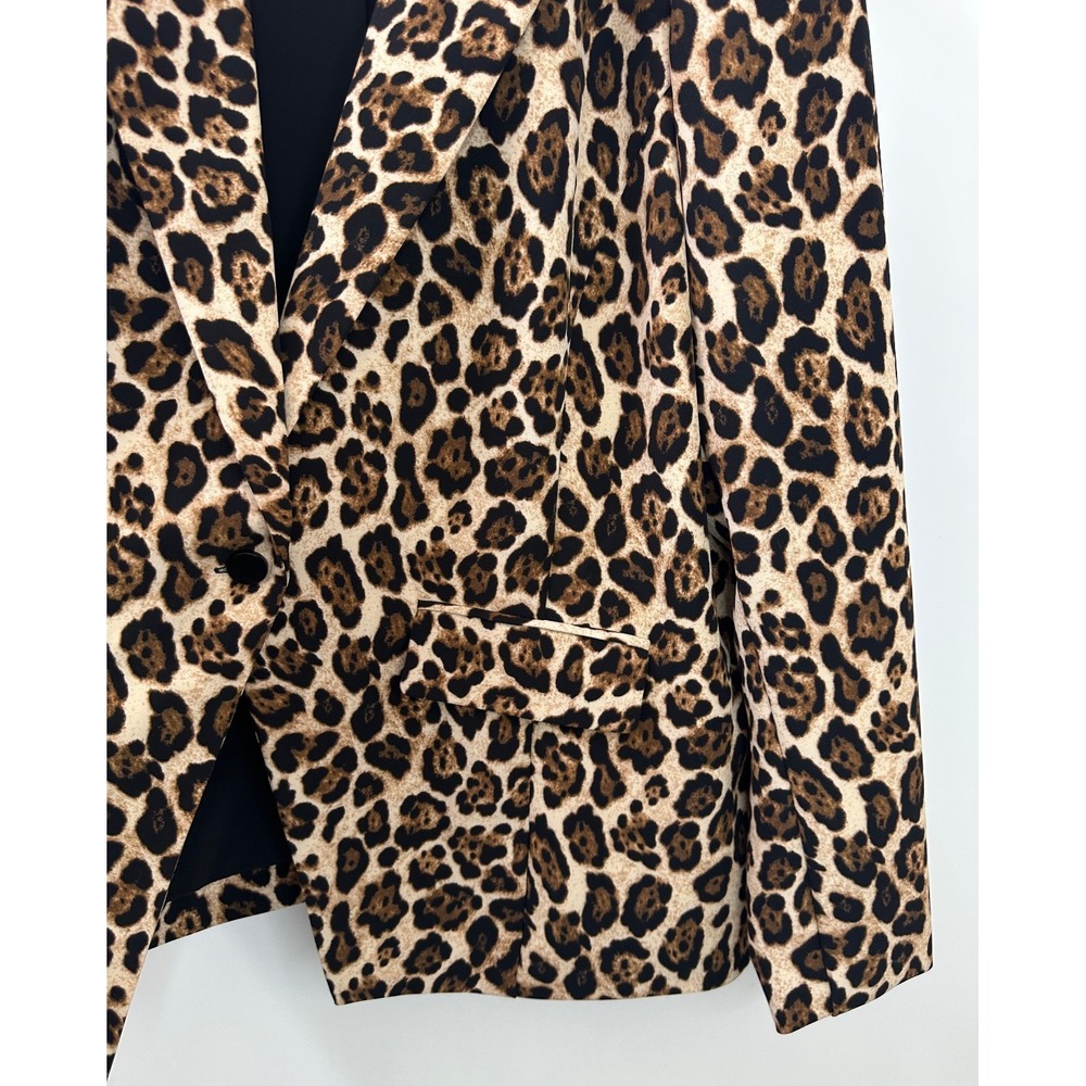 Nina Parker Leopard Animal Print Blazer Jacket Career Office Chic Plus Size 2X - Picture 9 of 11